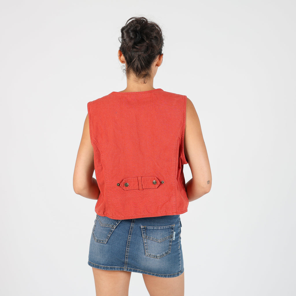 Orange Y2K Denim Waistcoat (L)