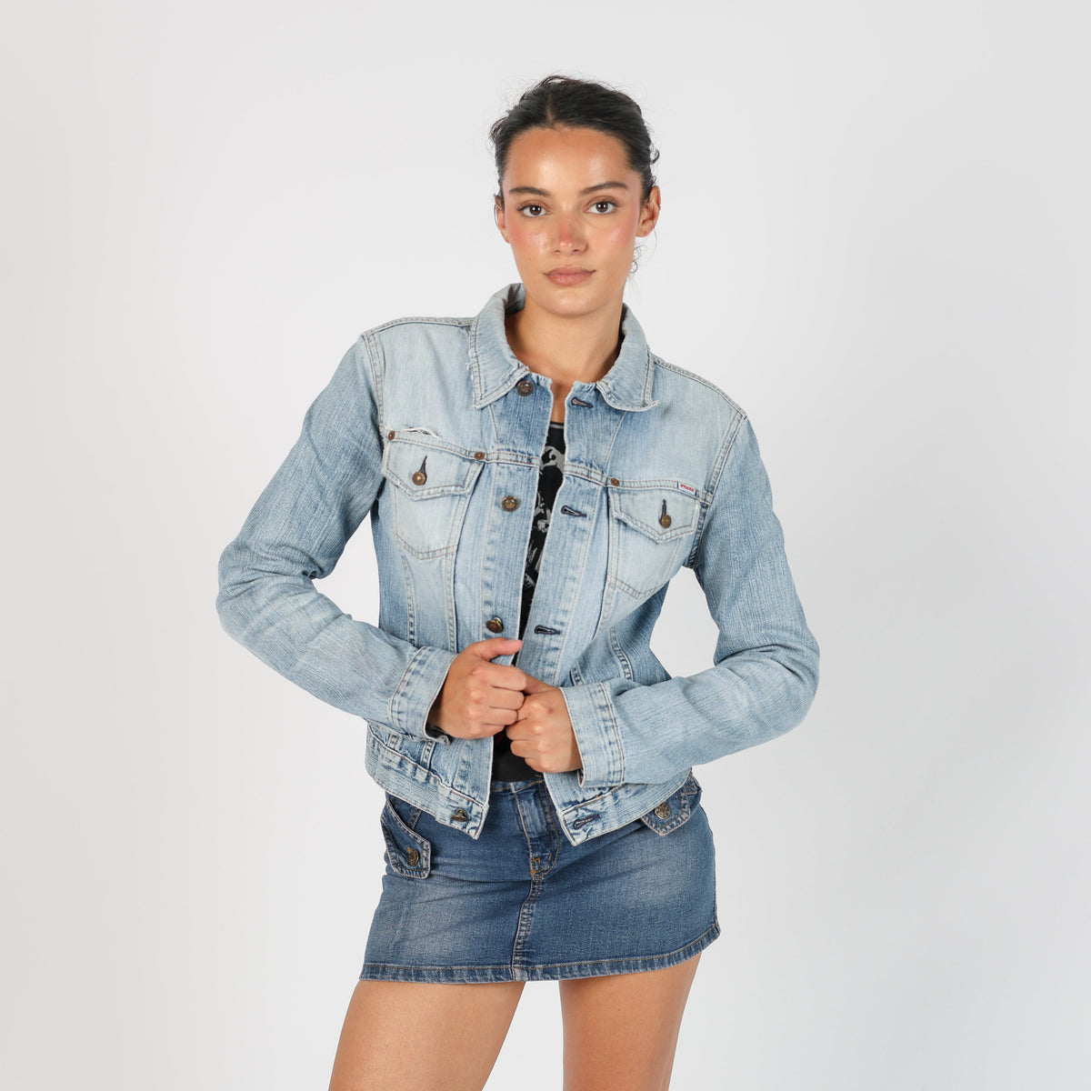 Light Blue Y2K PHARD Denim Jacket (S)