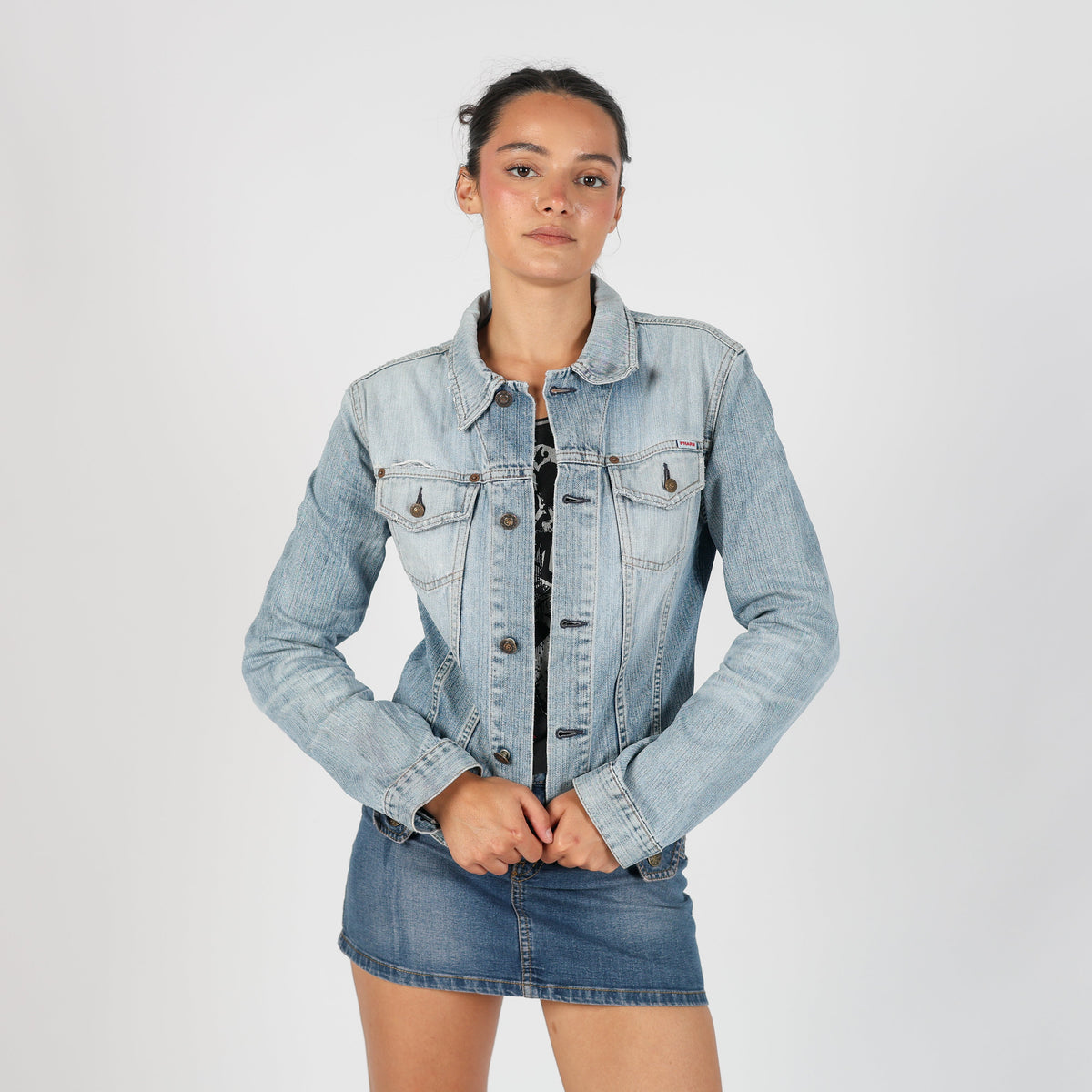 Light Blue Y2K PHARD Denim Jacket (S)