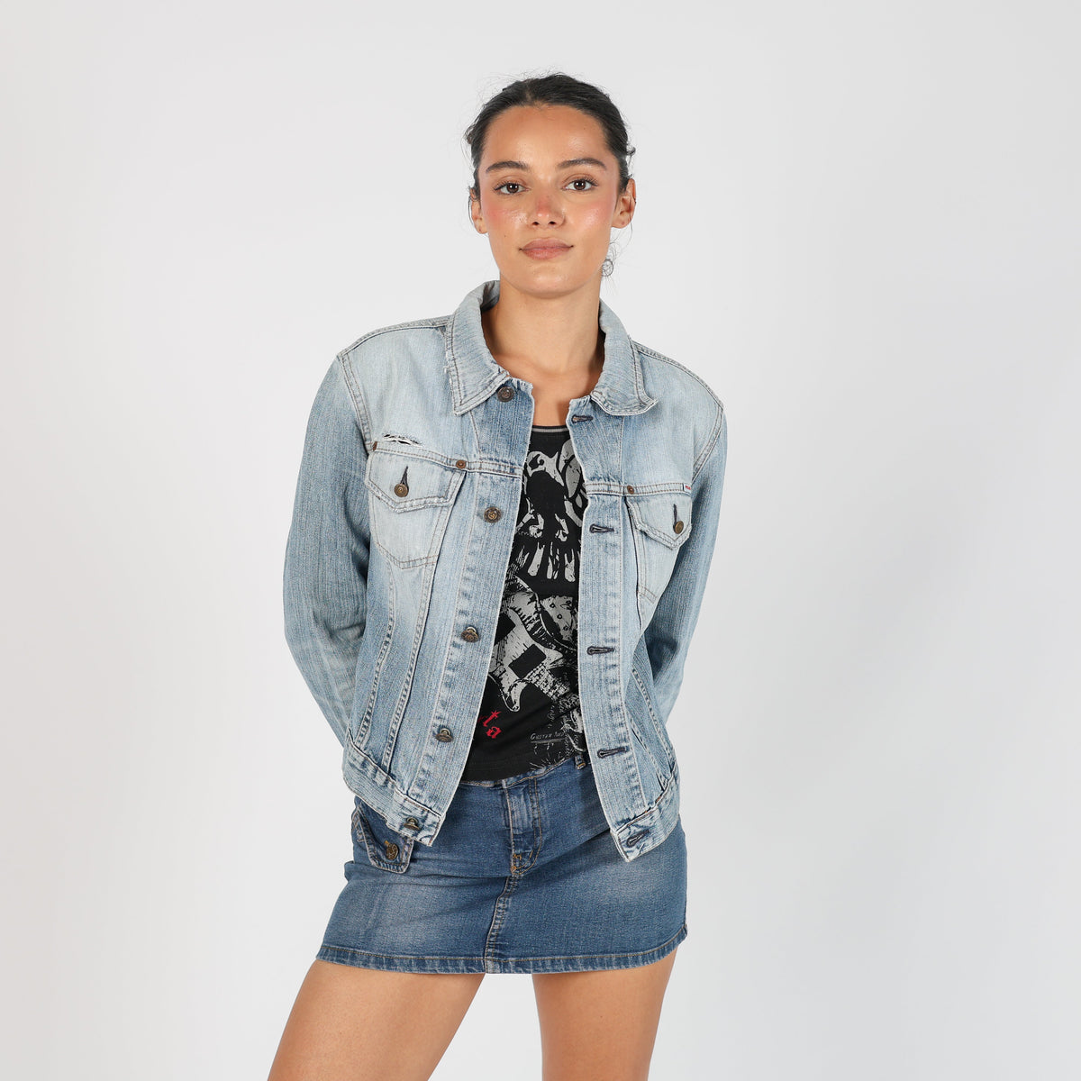 Light Blue Y2K PHARD Denim Jacket (S)