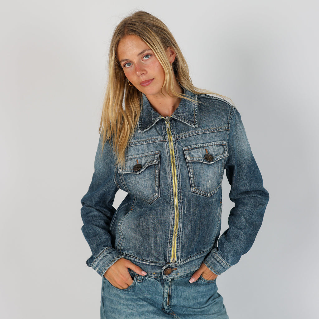 Light Blue Y2K Studio Jeans Denim Jacket (M)