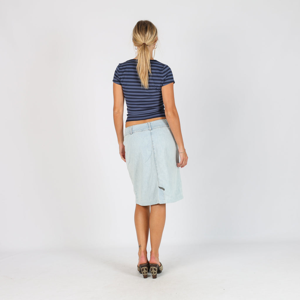 Light Blue 90s Rifle Jeans Denim Midi Skirt (S)
