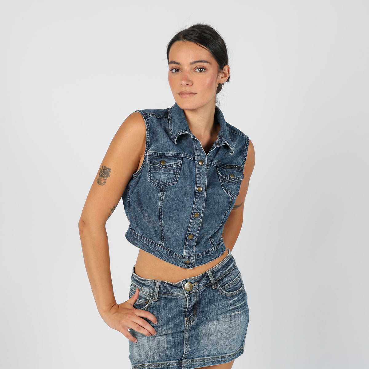 Blue Y2K Sisley Denim Waistcoat (S)