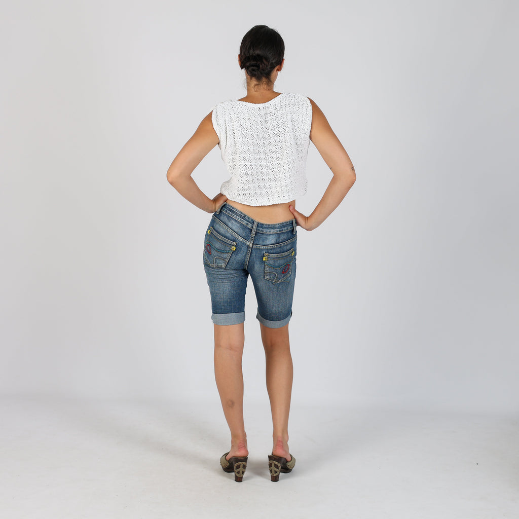 Blue Y2K Foglia Doro Denim Shorts (XS)