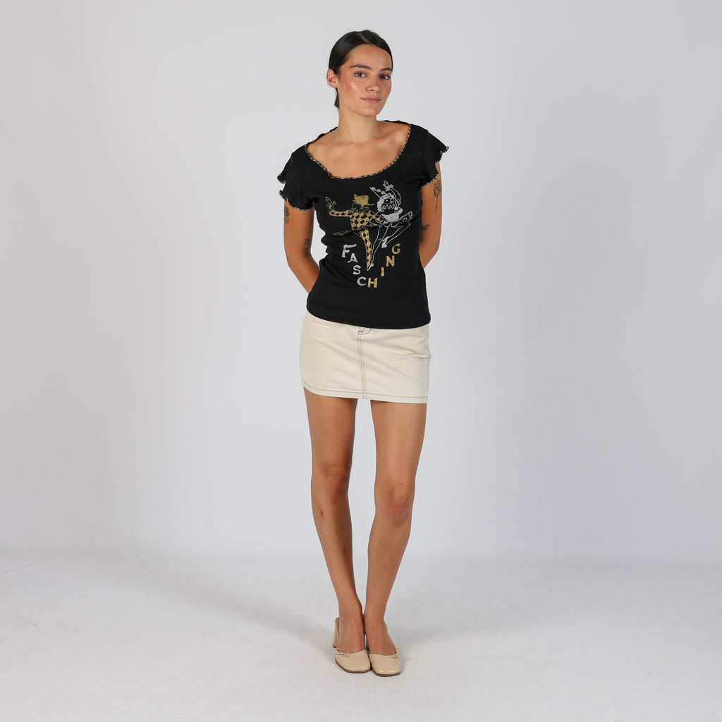 Cream Y2K Miss Azzura Denim Mini Skirt (S)