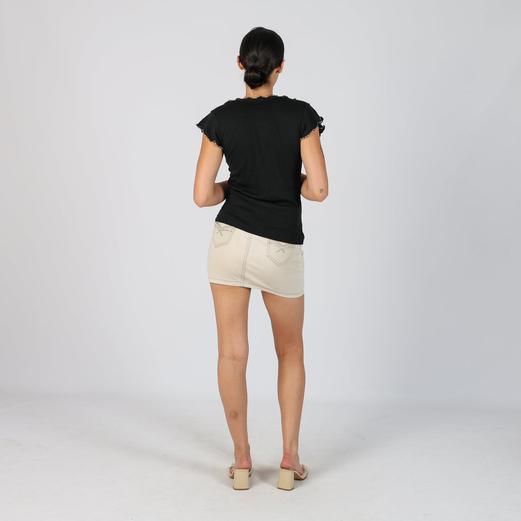 Cream Y2K Miss Azzura Denim Mini Skirt (S)