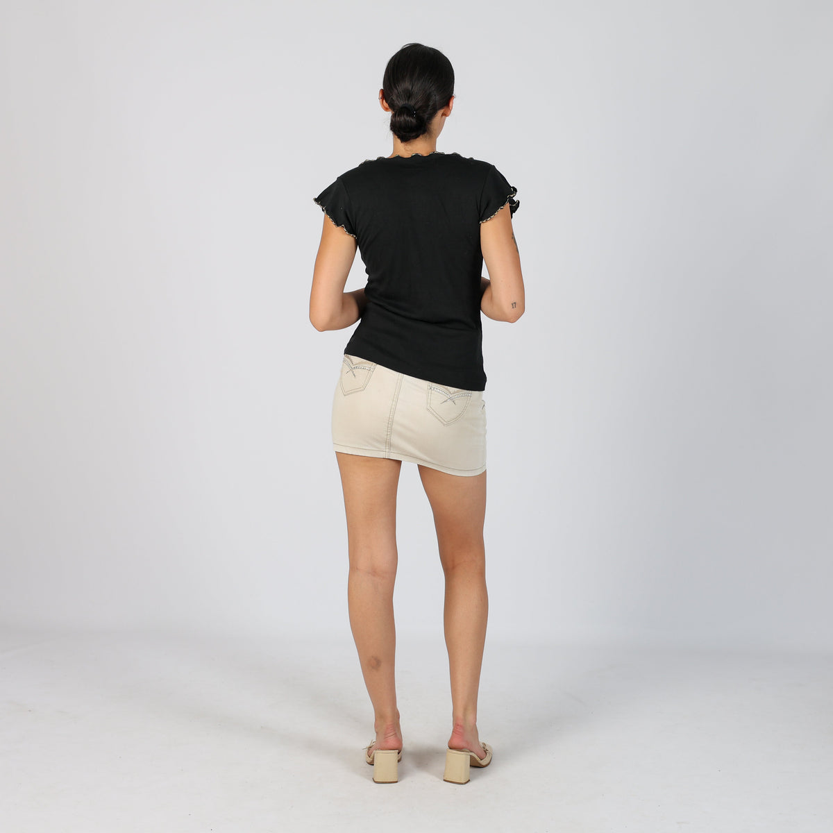 Cream Y2K Miss Azzura Denim Mini Skirt (S)