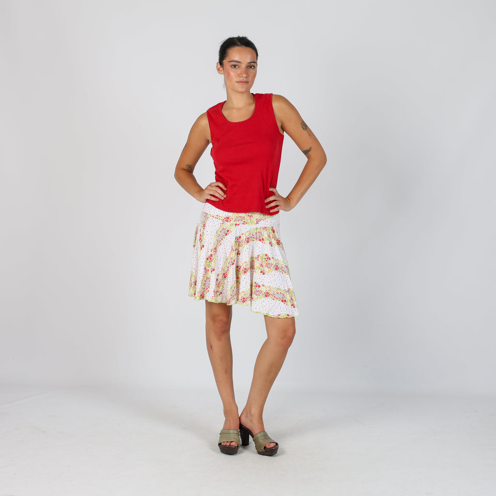 White Y2K Yo Soy Feliz Woven Midi Skirt (XS)