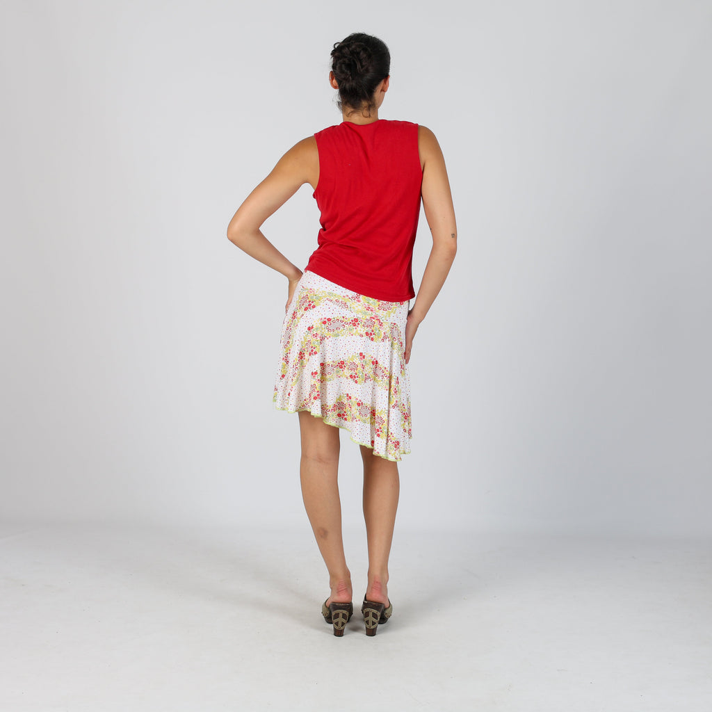 White Y2K Yo Soy Feliz Woven Midi Skirt (XS)