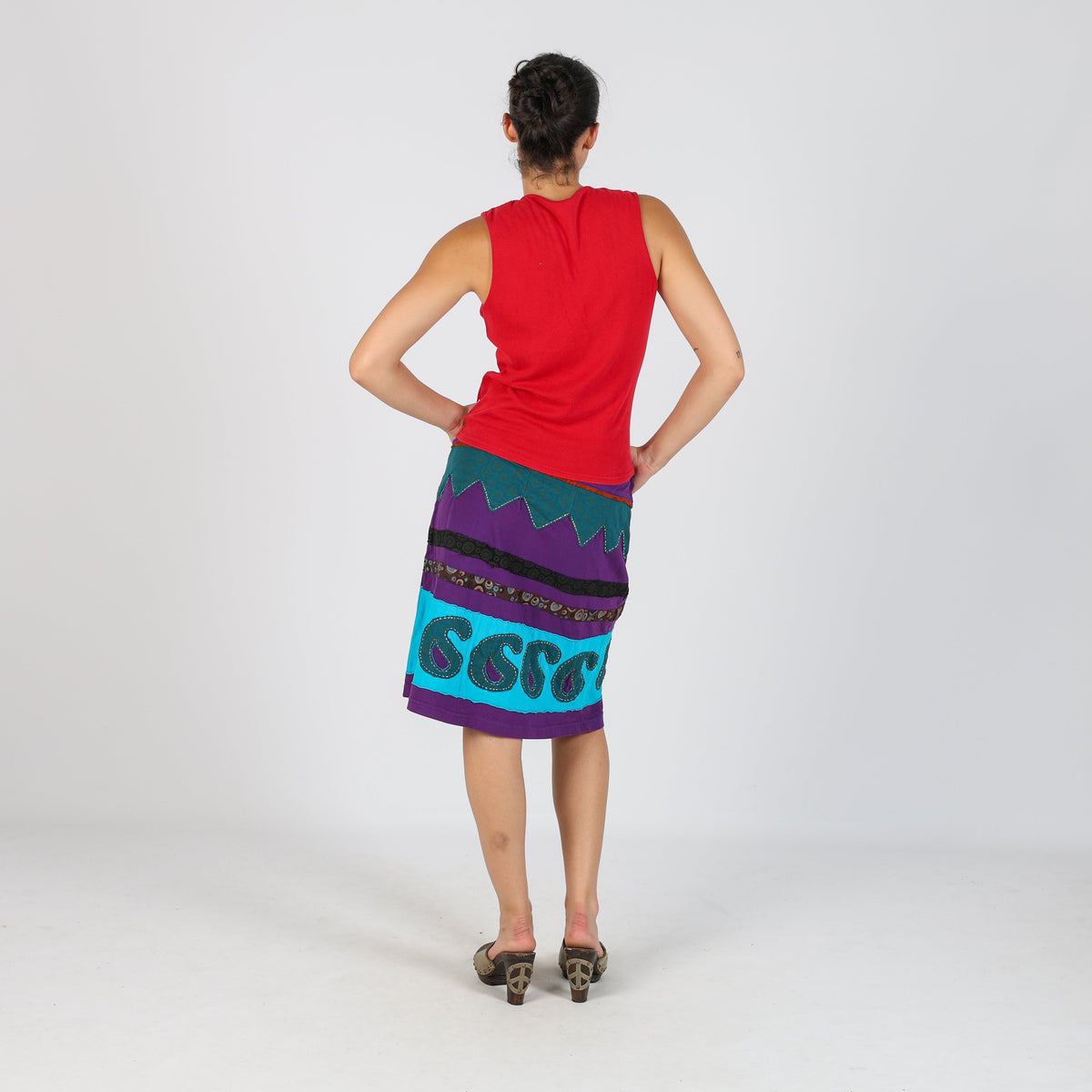 Purple Y2K Woven Midi Skirt (L)