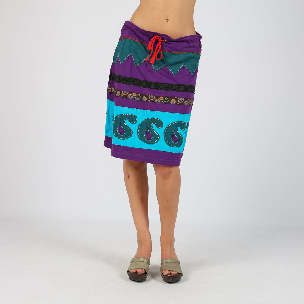 Purple Y2K Woven Midi Skirt (L)