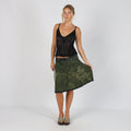 Dark Green Y2K Desigual Woven Midi Skirt (M)