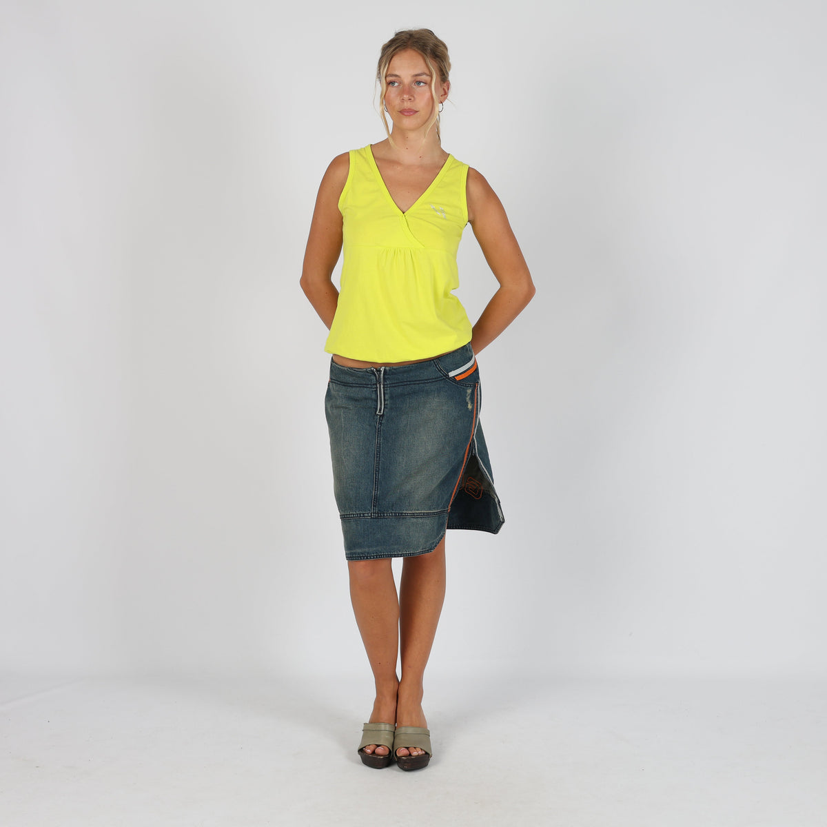 Blue Y2K Guru Denim Midi Skirt (L)
