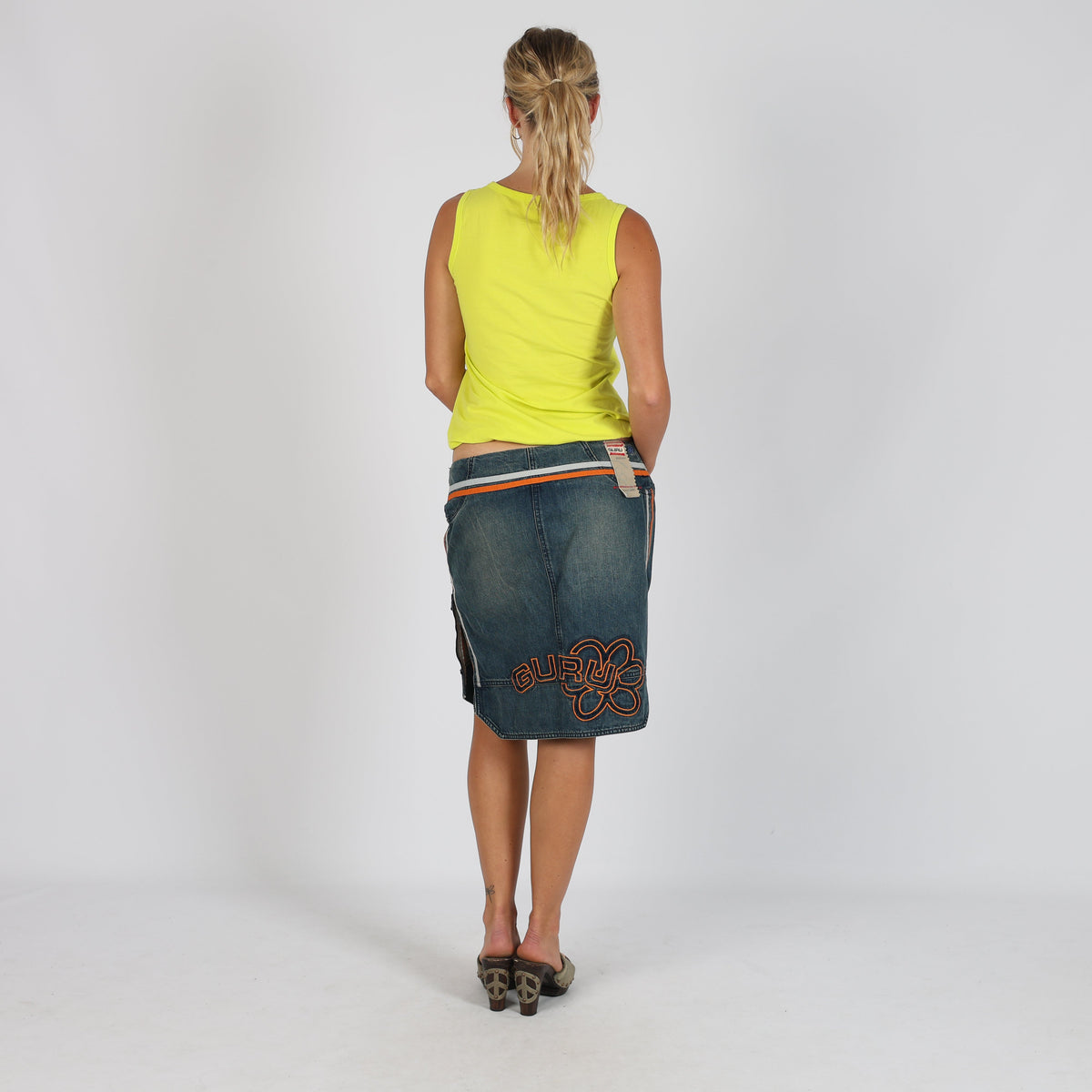 Blue Y2K Guru Denim Midi Skirt (L)