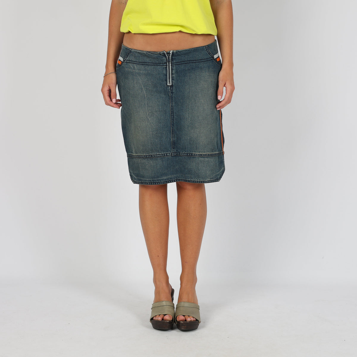 Blue Y2K Guru Denim Midi Skirt (L)