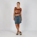 Blue Y2K Sungold Jeans Denim Midi Skirt (S)