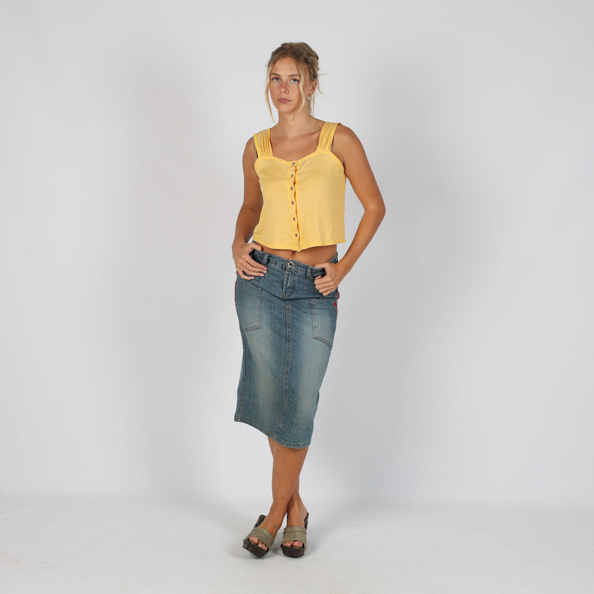 Blue Y2K Identita Denim Midi Skirt (M)
