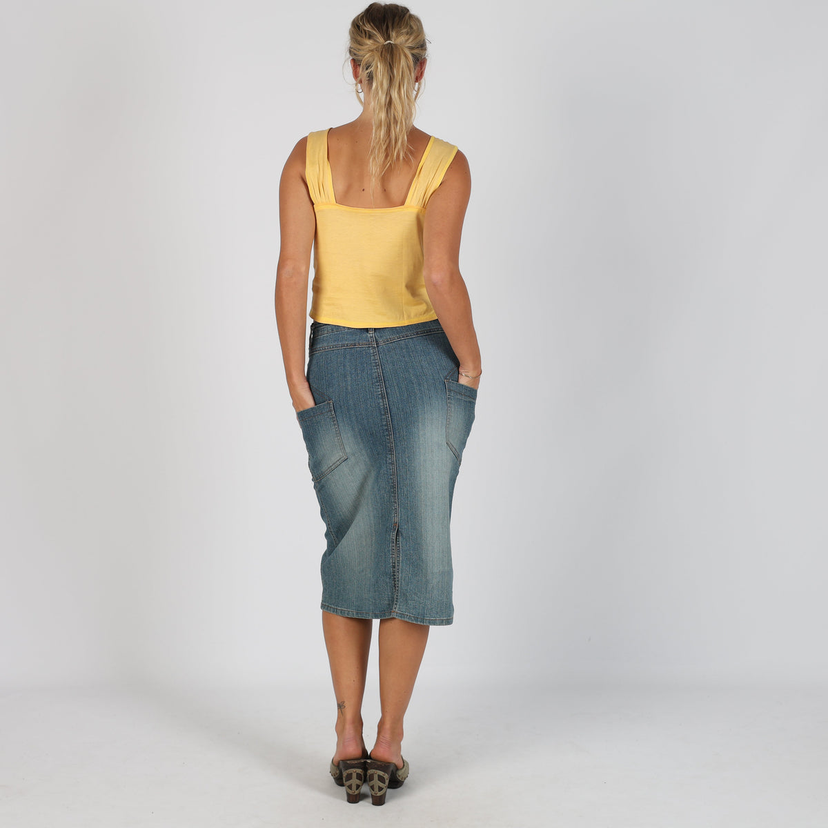 Blue Y2K Identita Denim Midi Skirt (M)