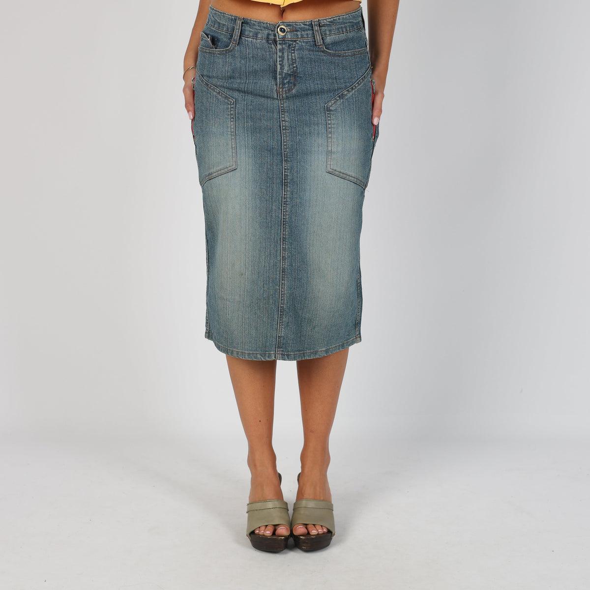 Blue Y2K Identita Denim Midi Skirt (M)