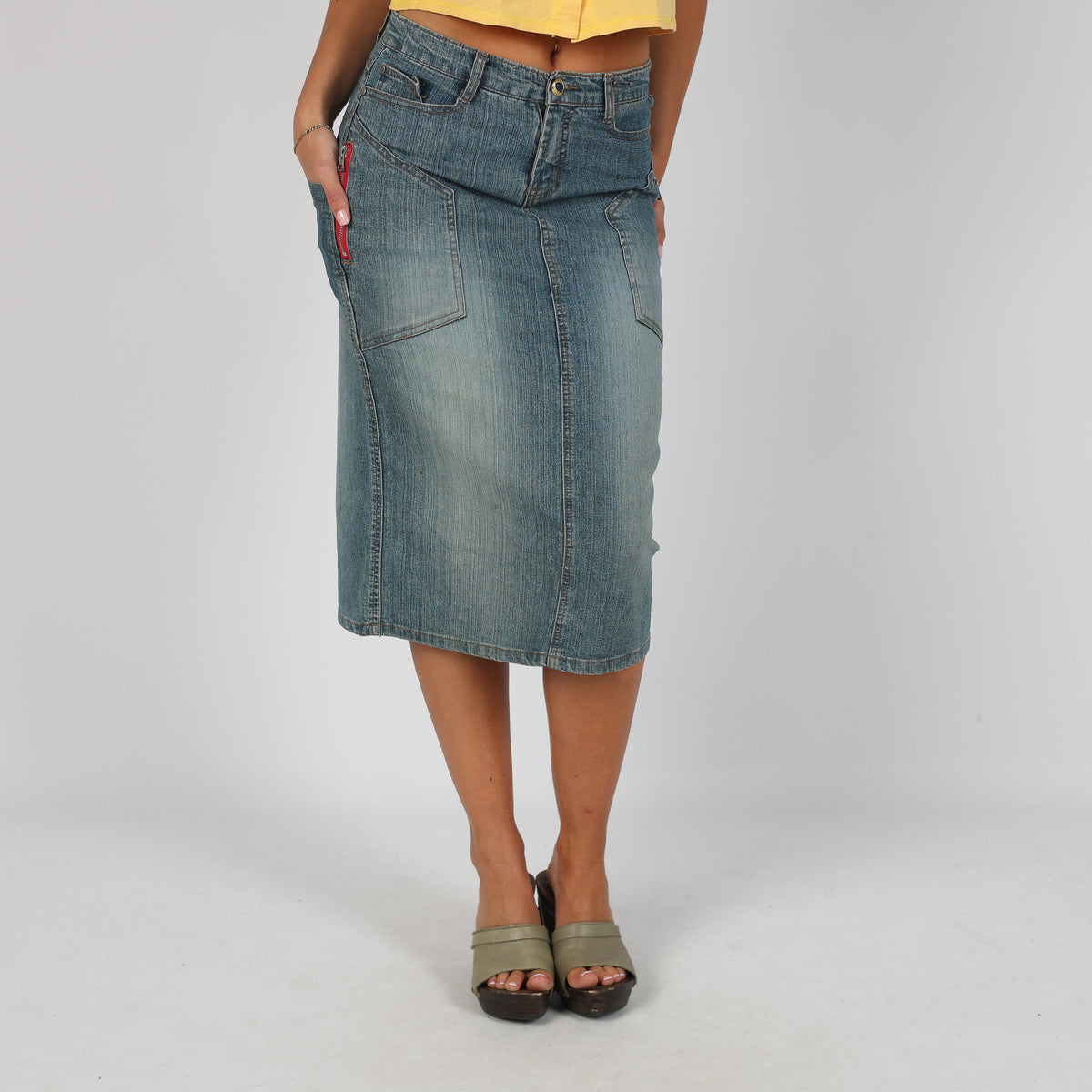 Blue Y2K Identita Denim Midi Skirt (M)