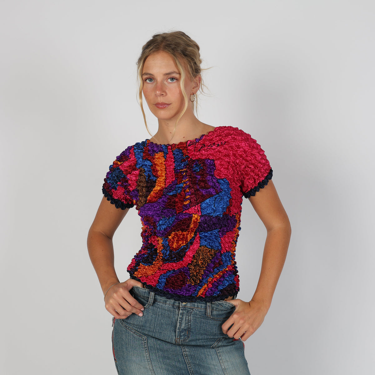 Multicoloured 90s Woven Top (XS)