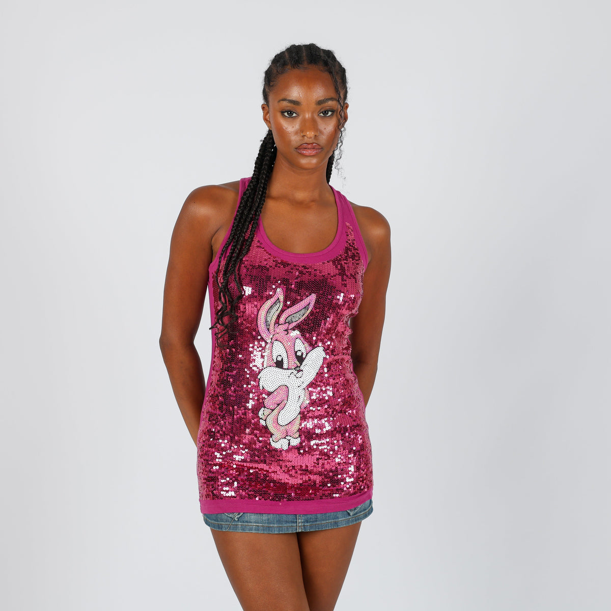 Baby Pink 90s Looney Tunes Woven Vest (L)
