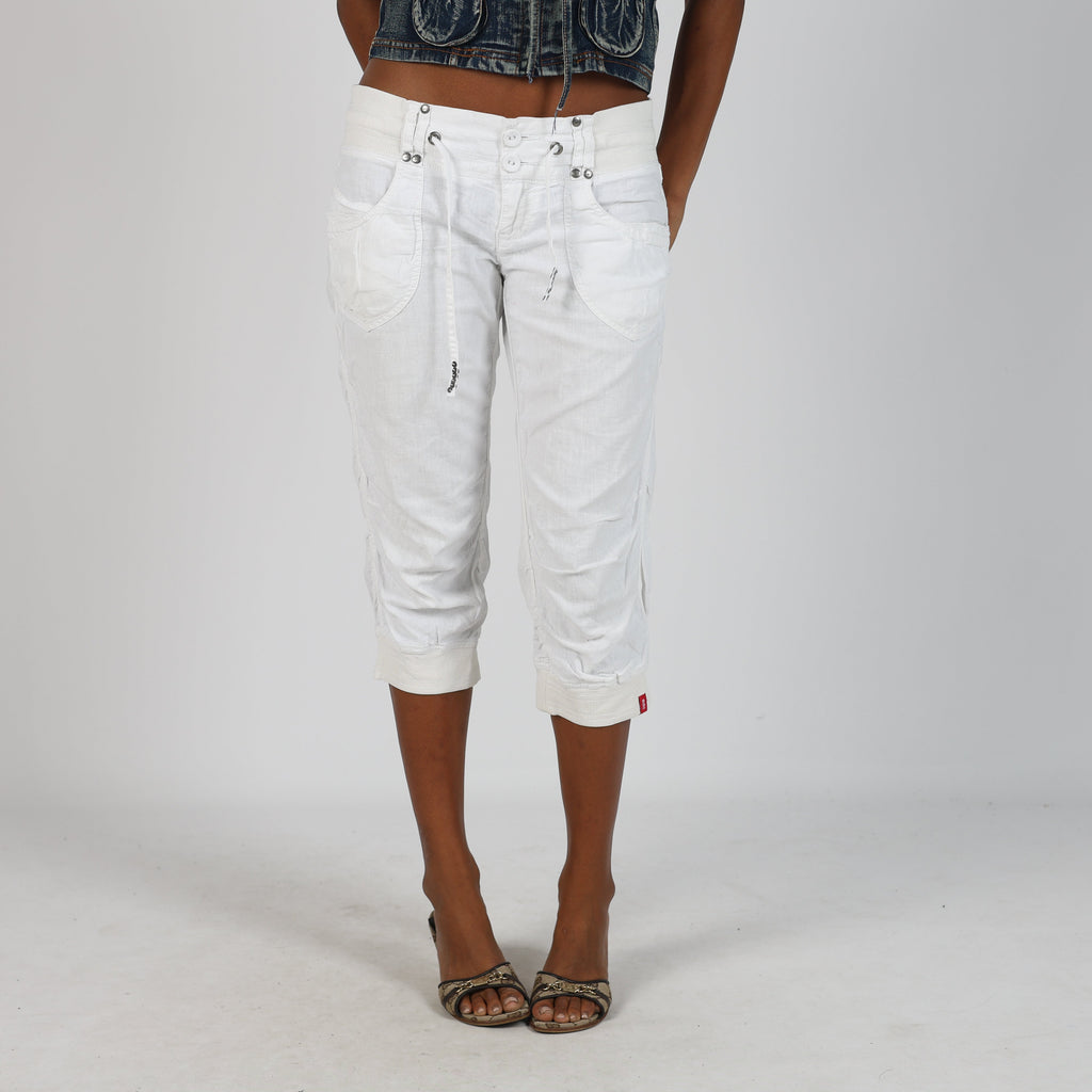 White Y2K edc Capri Trouser (S)