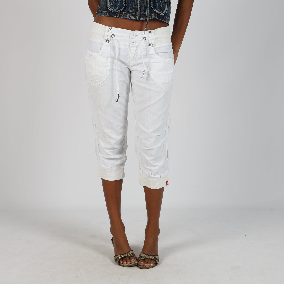 White Y2K edc Capri Trouser (S)