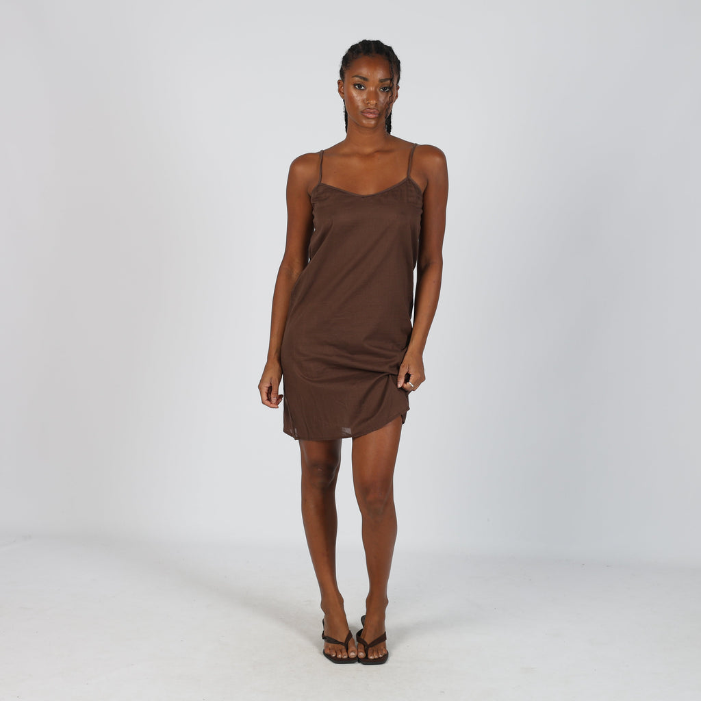 Brown 90s Woven Mini Dress (S)