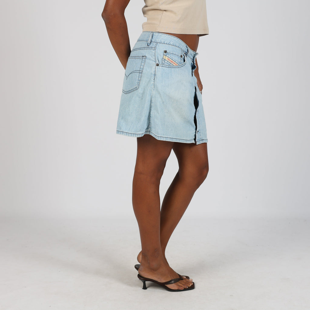Light Blue Y2K Diesel Denim Midi Skirt (S)