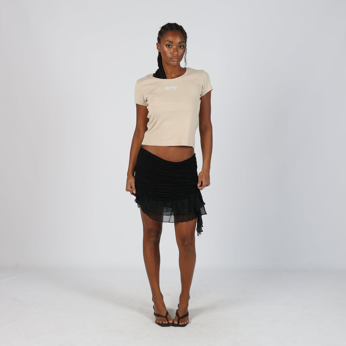 Black 90s Morgan Woven Mini Skirt (M)
