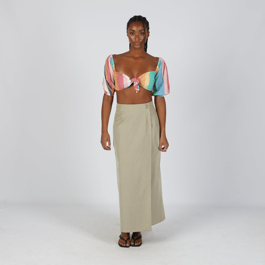 Beige 90s Store Jeans Woven Maxi Skirt (S)