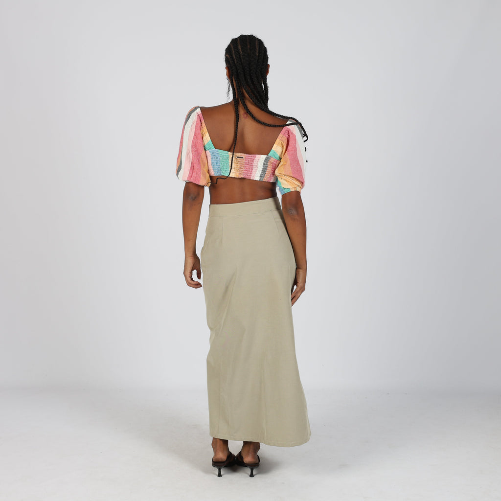 Beige 90s Store Jeans Woven Maxi Skirt (S)