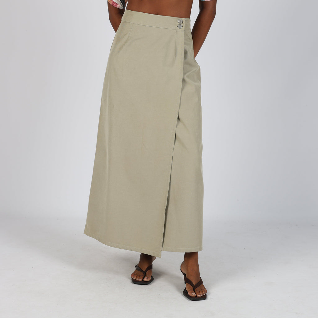Beige 90s Store Jeans Woven Maxi Skirt (S)