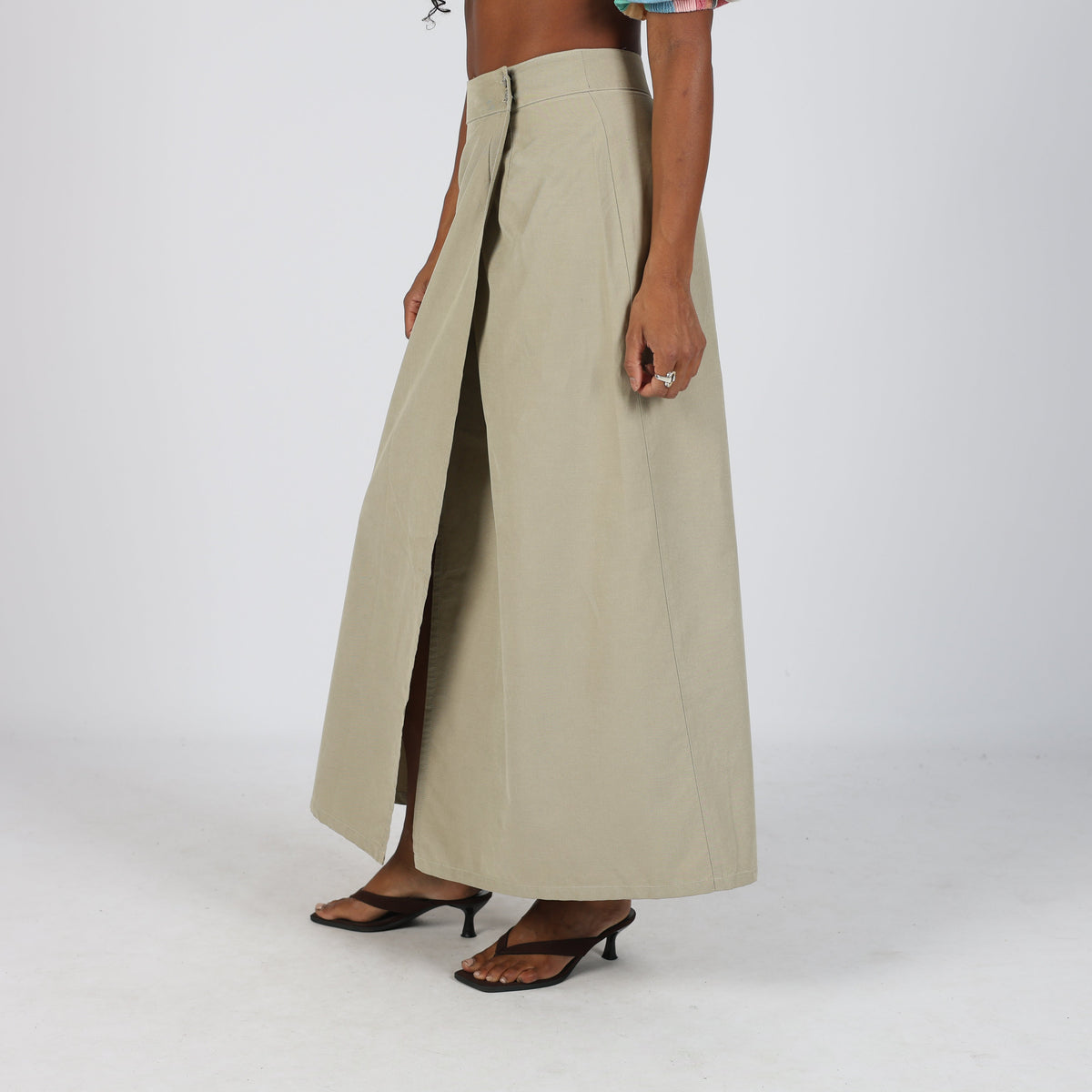 Beige 90s Store Jeans Woven Maxi Skirt (S)