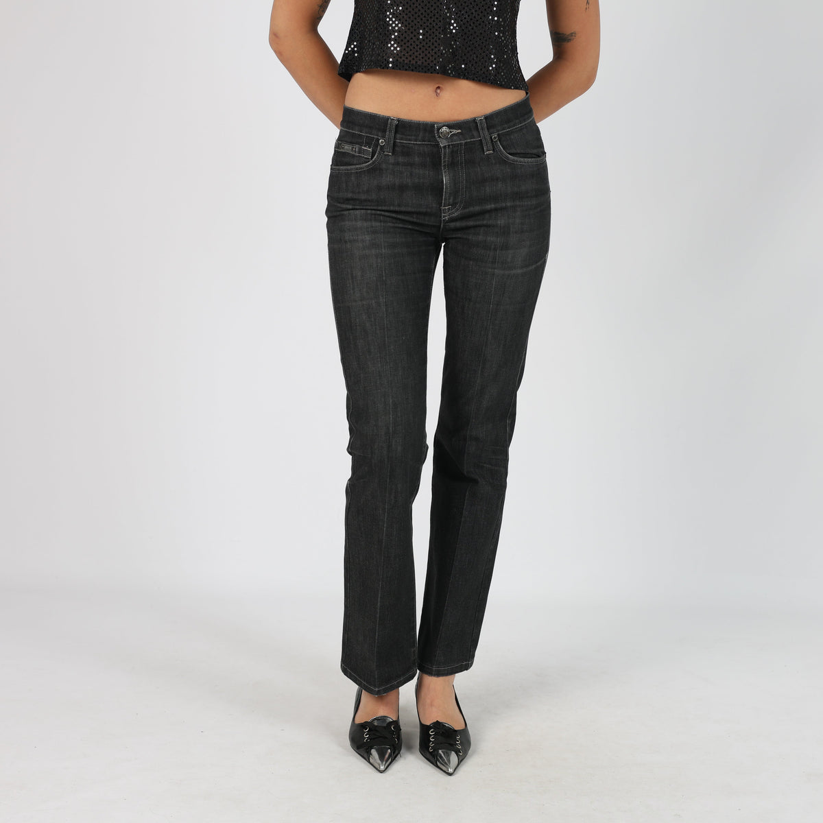 Black 90s Armani Straight Jeans (S)