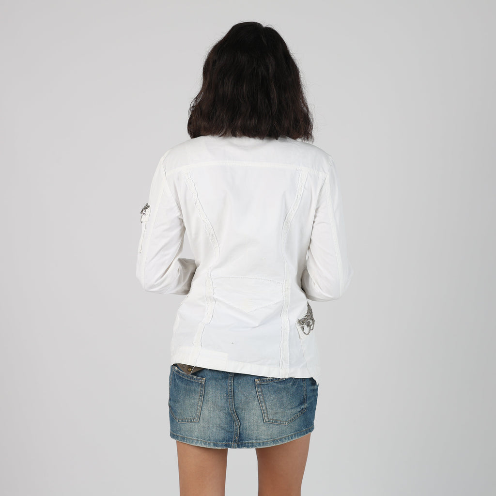 White Y2K Yes!Miss Denim Jacket (L)