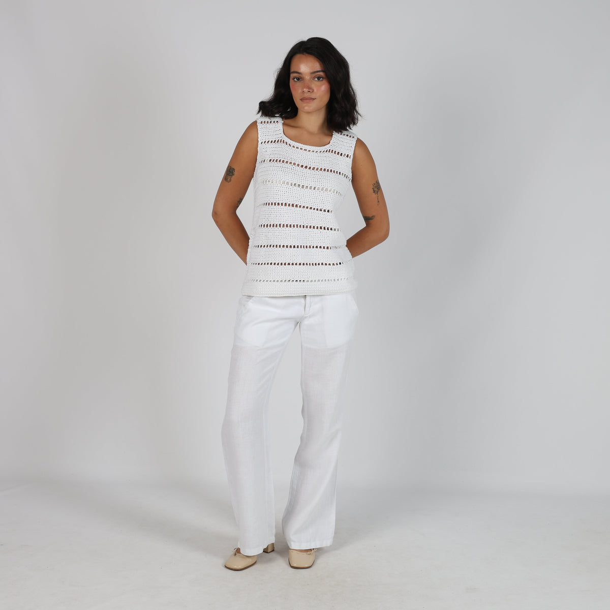 White Y2K Yammy Woven Trousers (M)