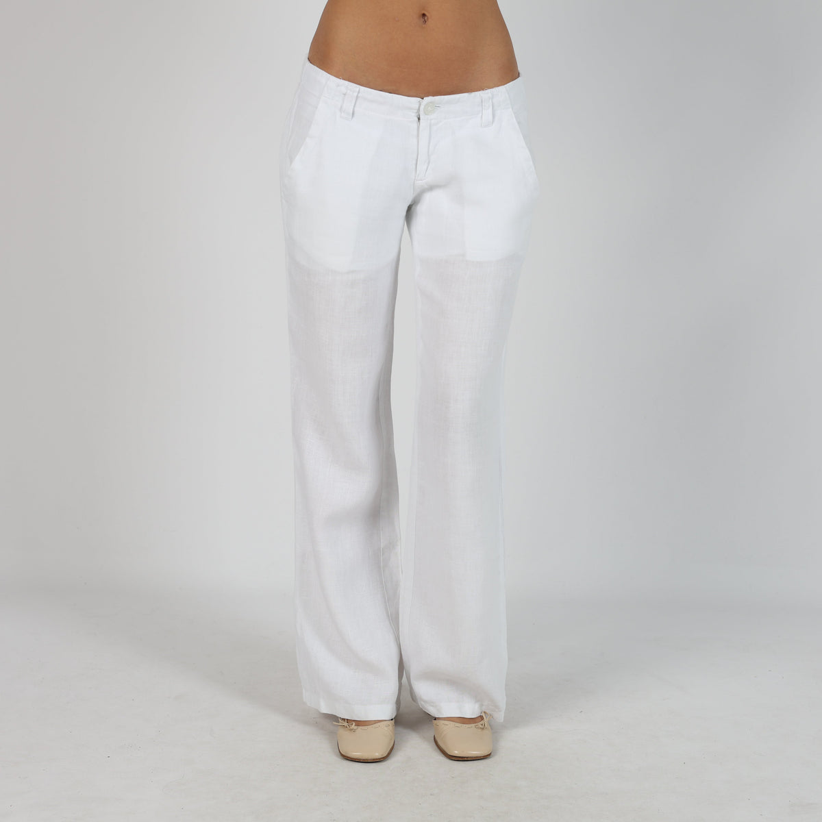 White Y2K Yammy Woven Trousers (M)