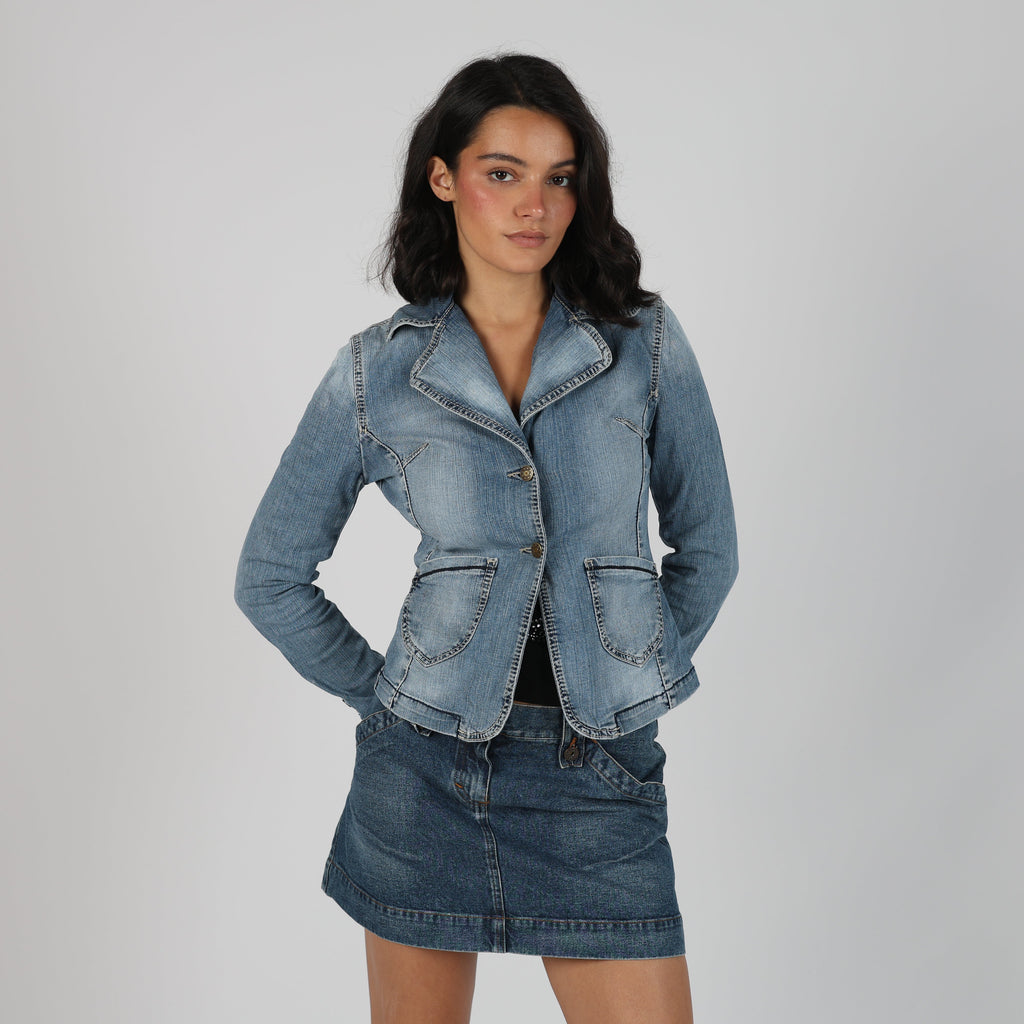 Light Blue Y2K Project Denim Jacket (S)