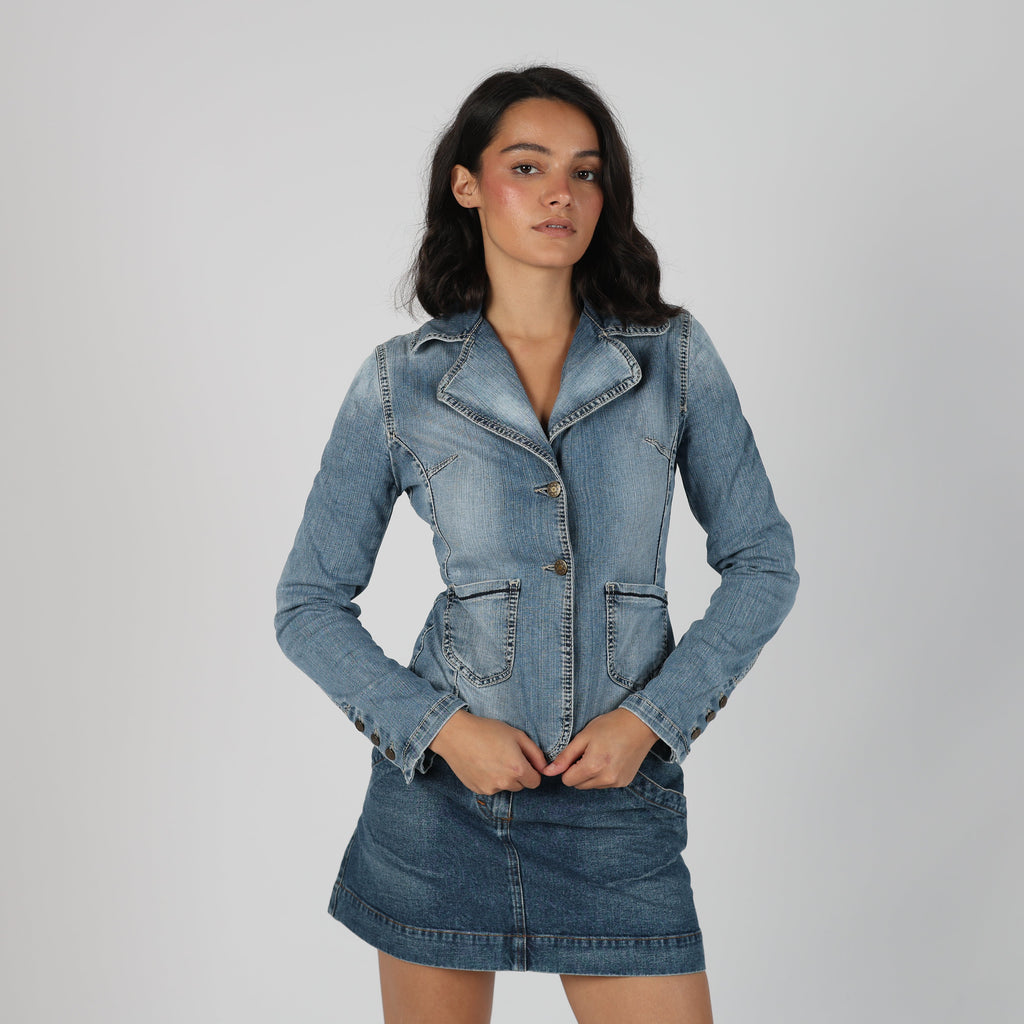 Light Blue Y2K Project Denim Jacket (S)