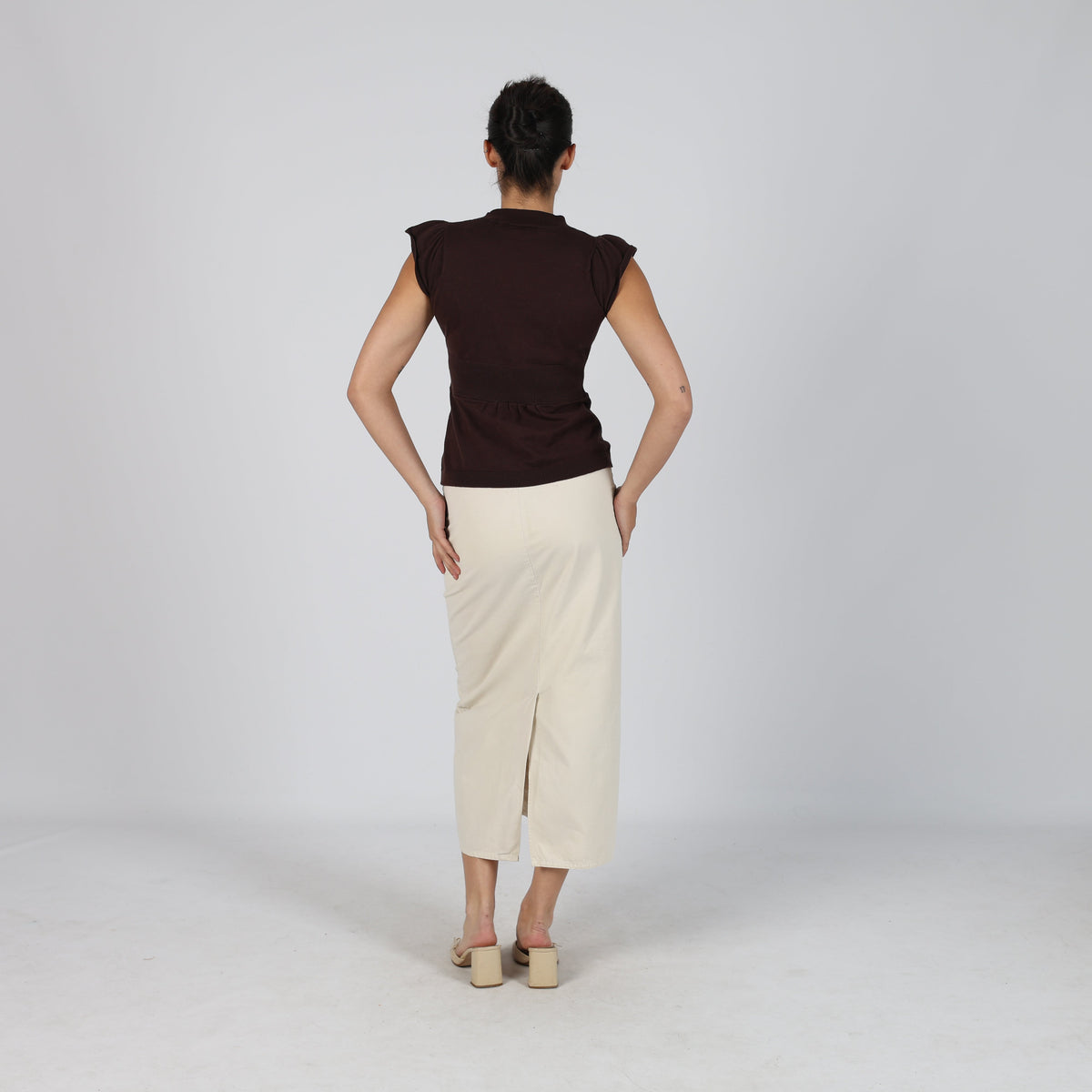 Beige Y2K O.O.P.S. Woven Maxi Skirt (S)