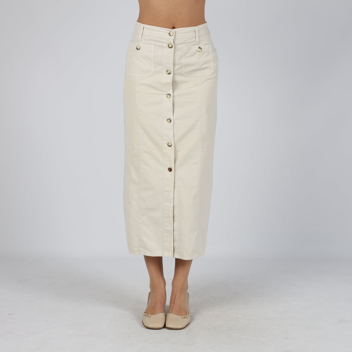 Beige Y2K O.O.P.S. Woven Maxi Skirt (S)