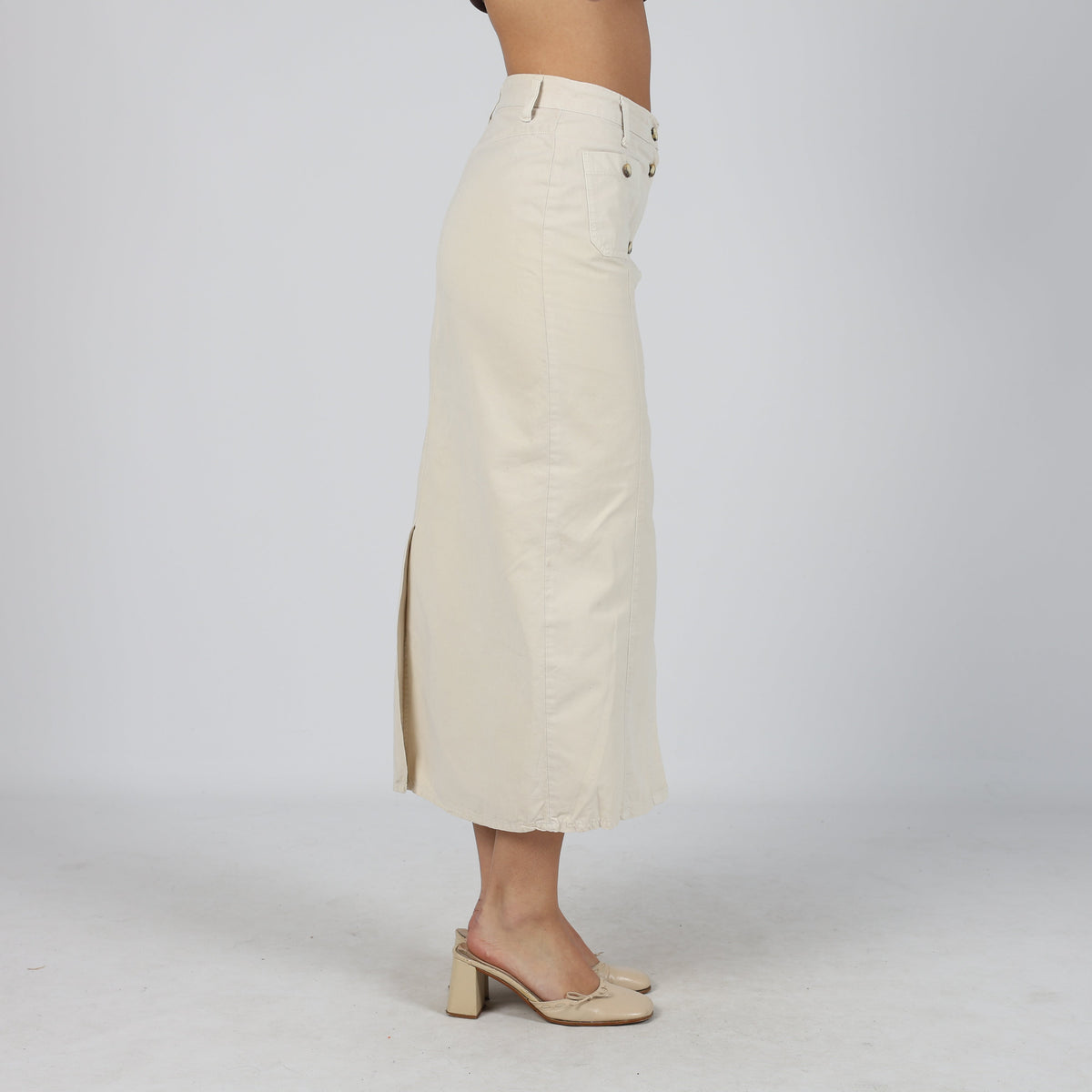 Beige Y2K O.O.P.S. Woven Maxi Skirt (S)