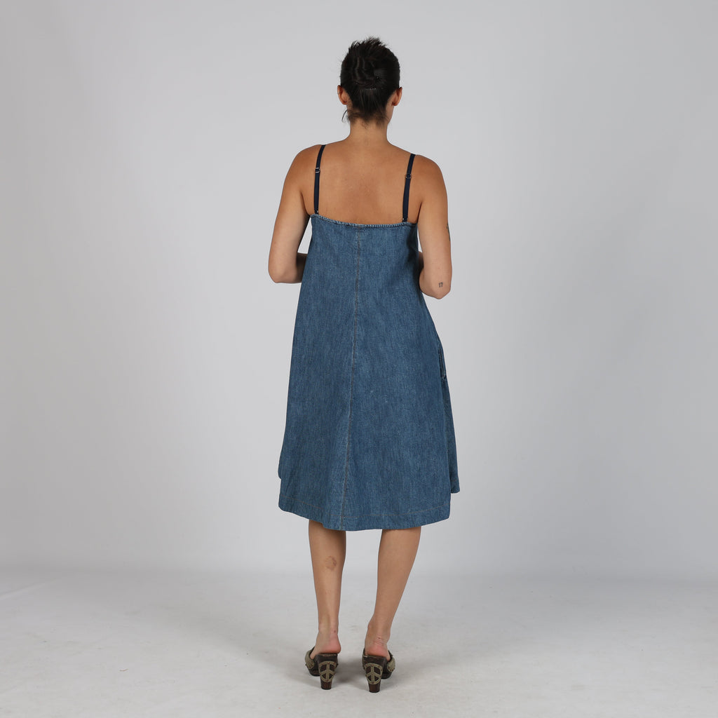 Navy Blue Y2K Sportmax Printed Woven Midi Dress (M)