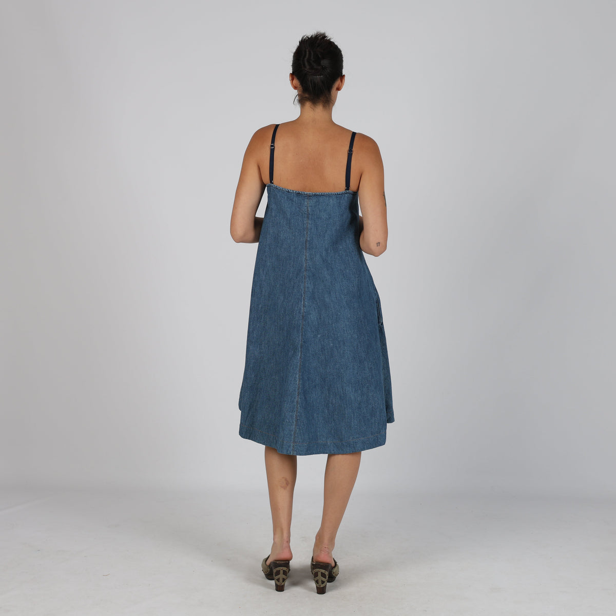 Navy Blue Y2K Sportmax Printed Woven Midi Dress (M)