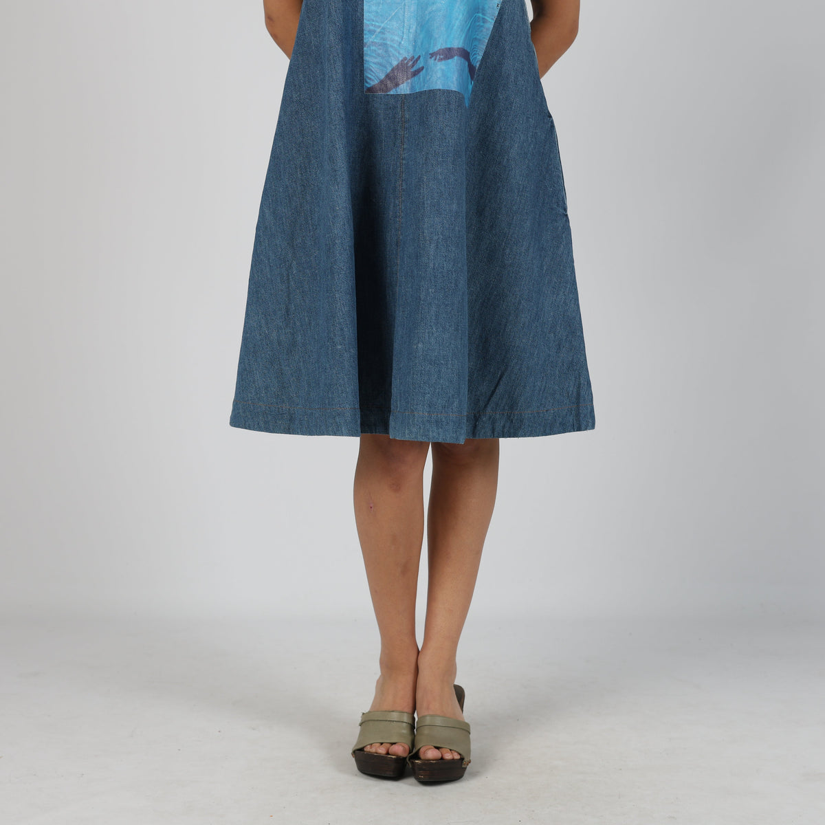 Navy Blue Y2K Sportmax Printed Woven Midi Dress (M)