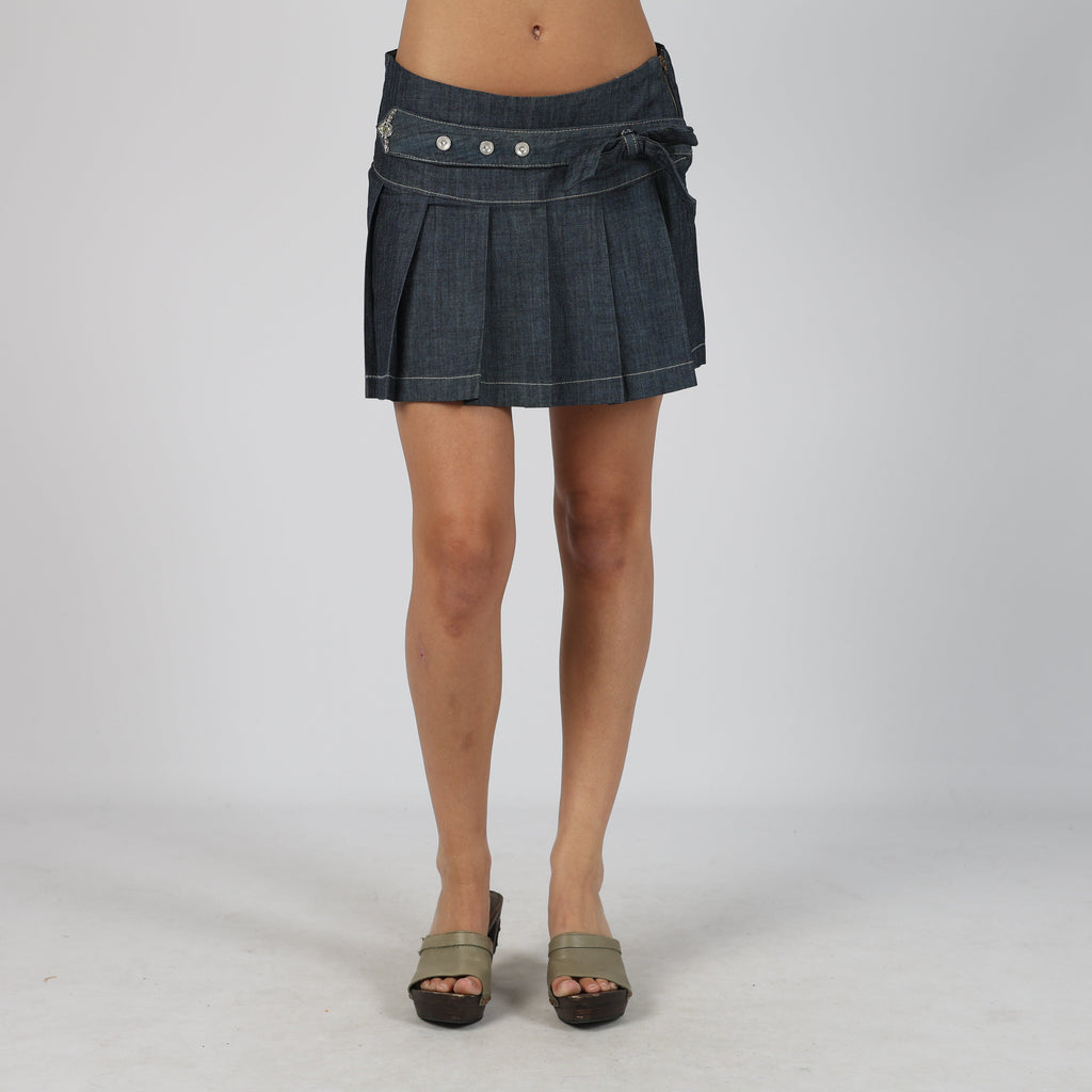 Navy Blue Y2K Denim Mini Skirt (S)