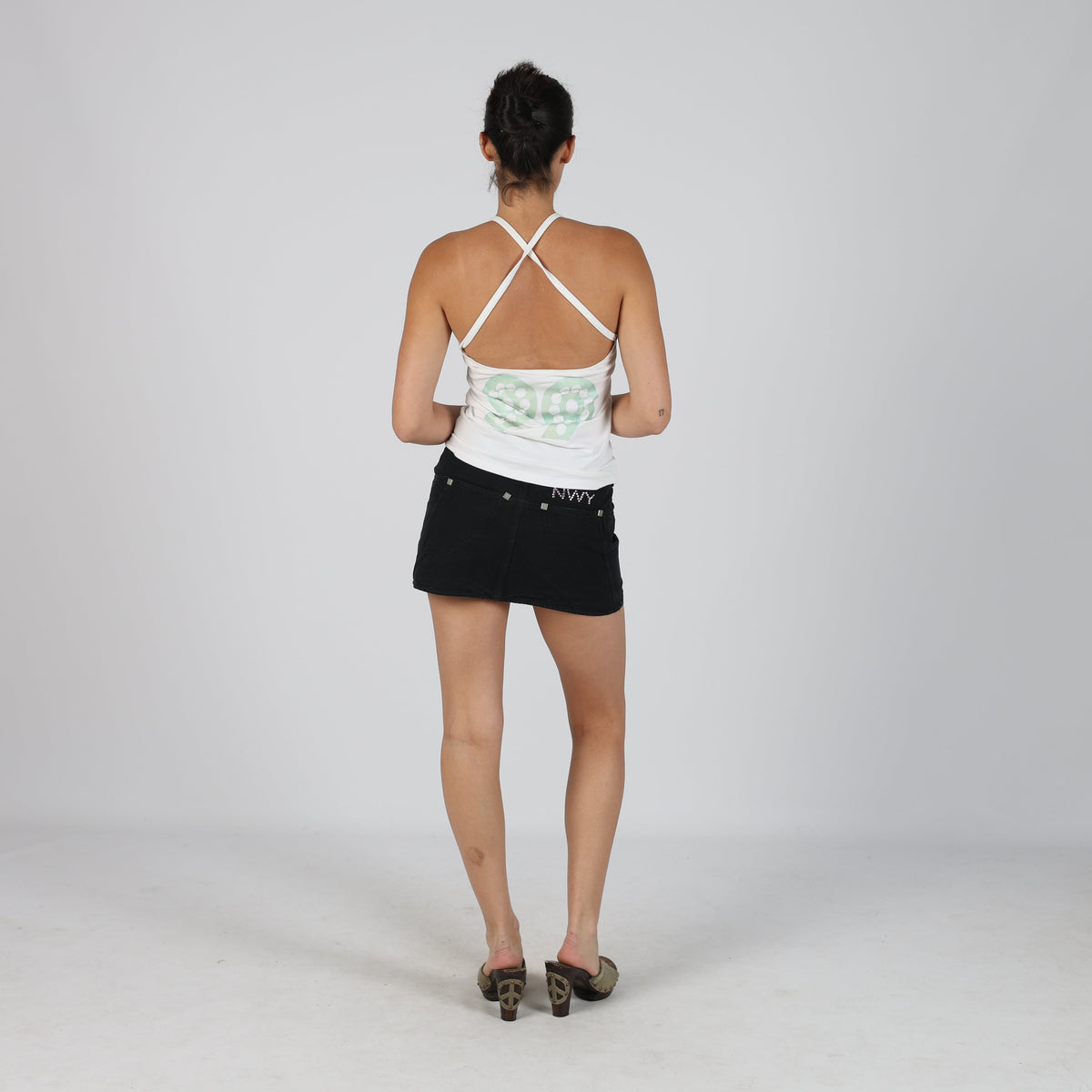 Black Y2K Never Without You Denim Mini Skirt (S)