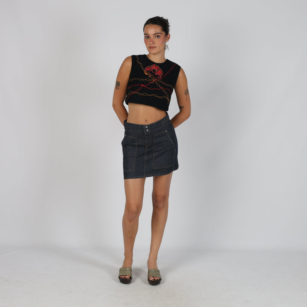 Navy Blue Y2K Calvin Klein Denim Mini Skirt (S)